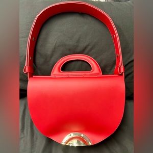 Zac Posen Demi Shoulder Double
Face Leather Magnetic Closure Geranium/Cordial